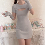 Get trendy with [Basic] Soft Kitty bodycon knitting dress set -  available at Peiliee Shop. Grab yours for $20 today!