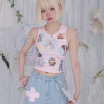 Get trendy with [Rose Island] Find Doggies Crop Top - Clothing available at Peiliee Shop. Grab yours for $35 today!