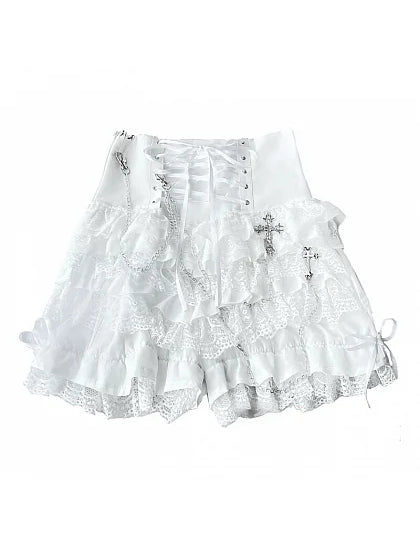 Get trendy with God's Redemption Lace Tiered Shorts - Shorts available at Peiliee Shop. Grab yours for $42.99 today!
