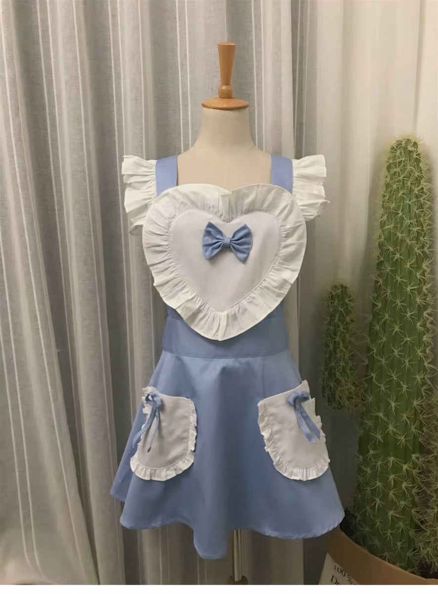 Get trendy with [2 weeks hand sewing time! ]Dolly heart apron -  available at Peiliee Shop. Grab yours for $29 today!