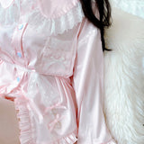 Get trendy with Angelic Rosé Satin Lounge wear set -  available at Peiliee Shop. Grab yours for $12 today!