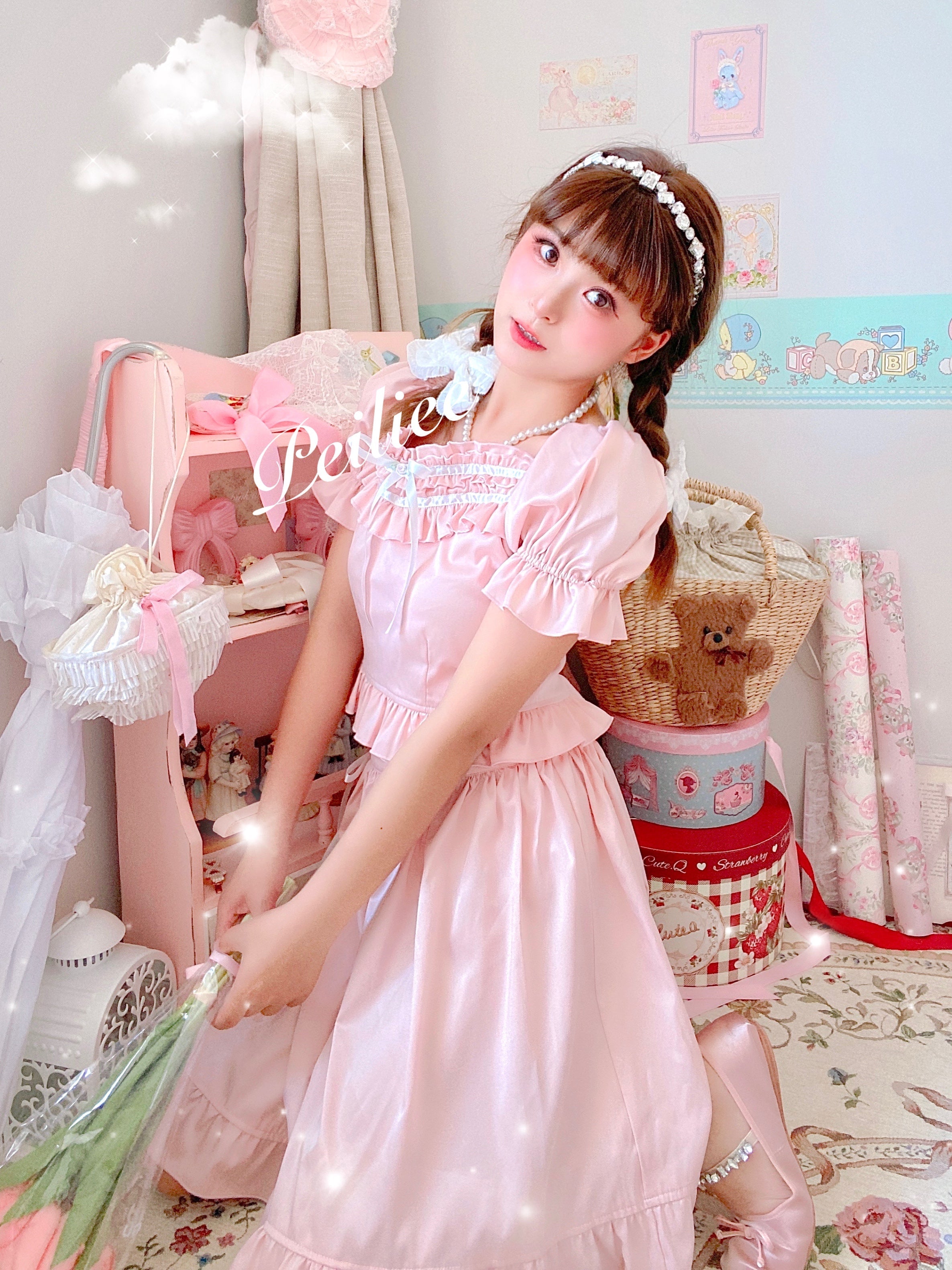 Get trendy with [Peiliee Design 5 years anniversary] Sakura Soft Satin Dress Set - Dresses available at Peiliee Shop. Grab yours for $45 today!