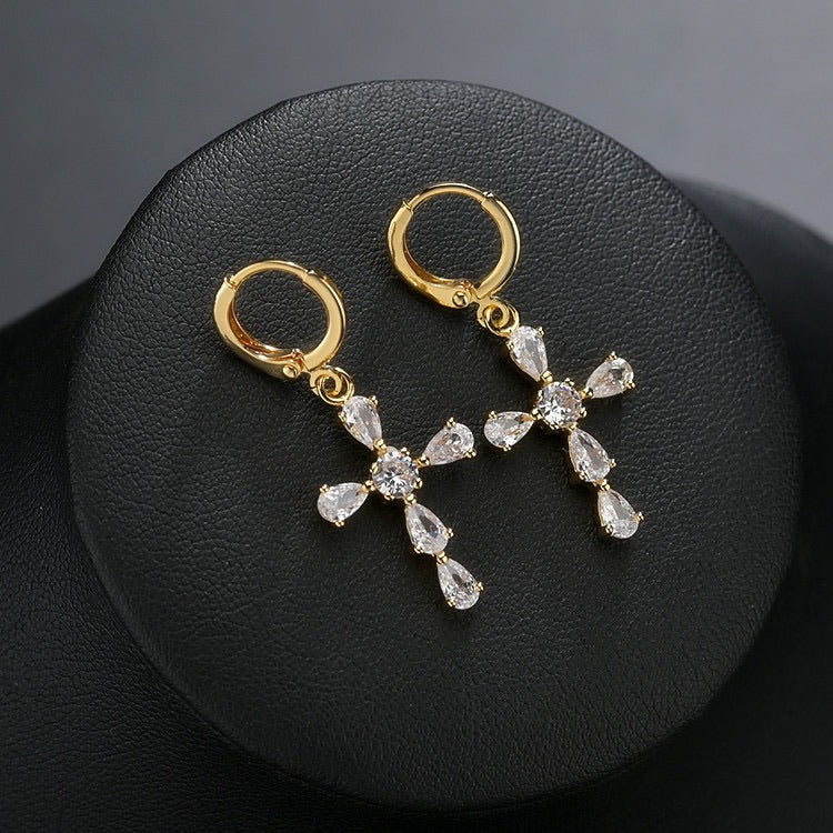 Get trendy with Saint Rose Crystal Cross Earring -  available at Peiliee Shop. Grab yours for $12 today!