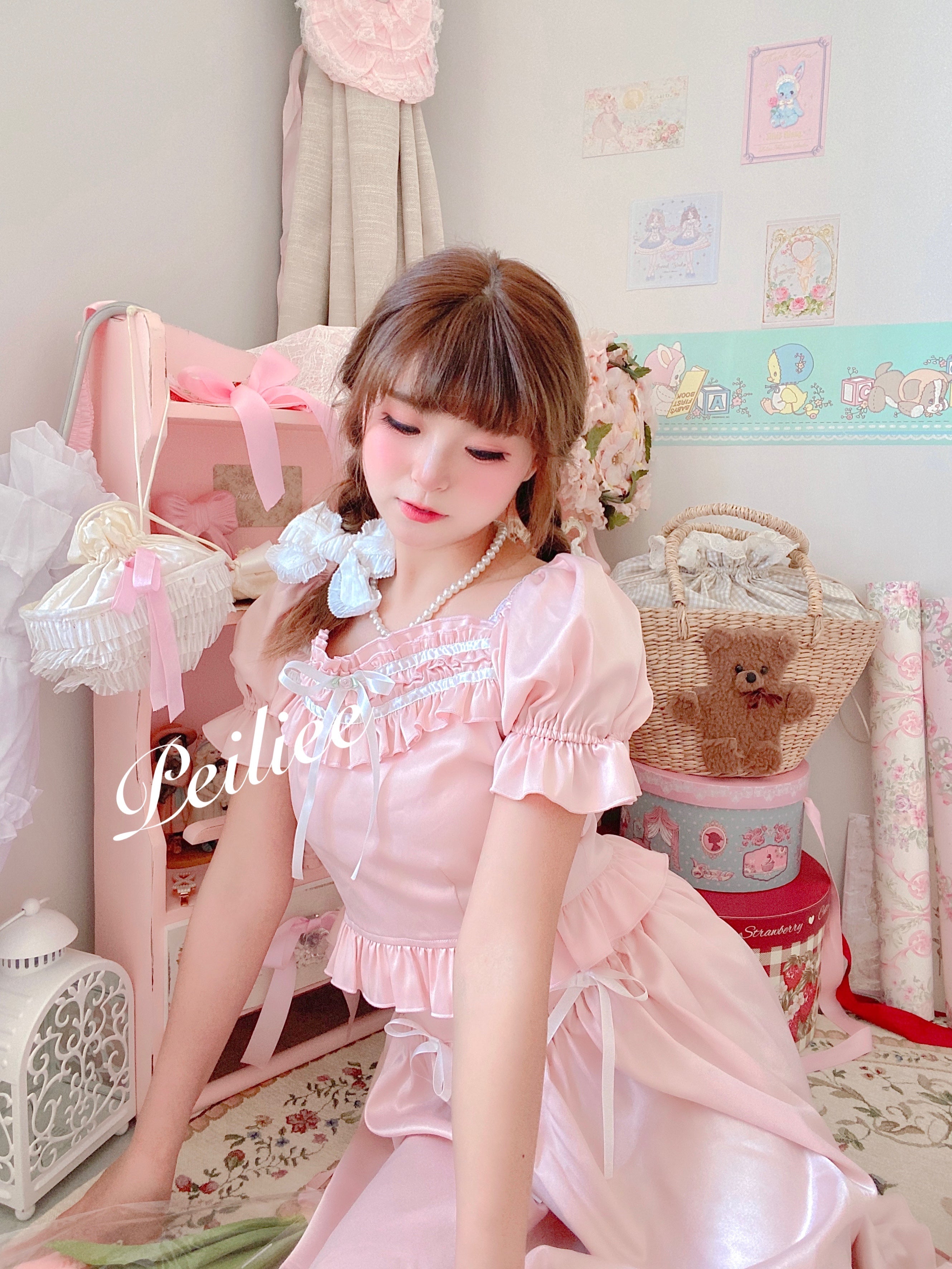 Get trendy with [Peiliee Design 5 years anniversary] Sakura Soft Satin Dress Set - Dresses available at Peiliee Shop. Grab yours for $45 today!