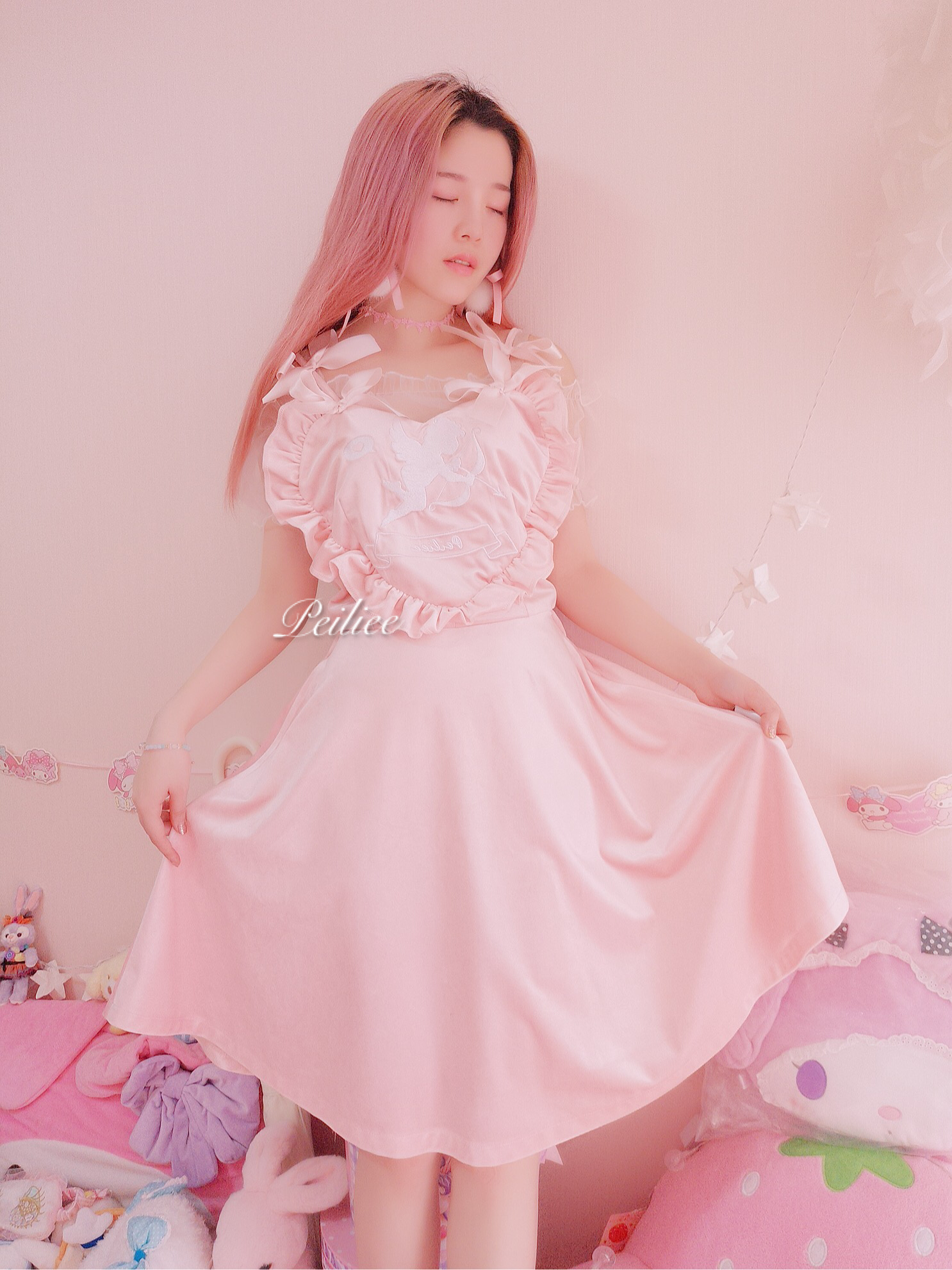 Get trendy with [Sample Sale] Peiliee 2 Years Anniversary The Dreamy Velvet Dress And Cotton Dress Set -  available at Peiliee Shop. Grab yours for $35 today!