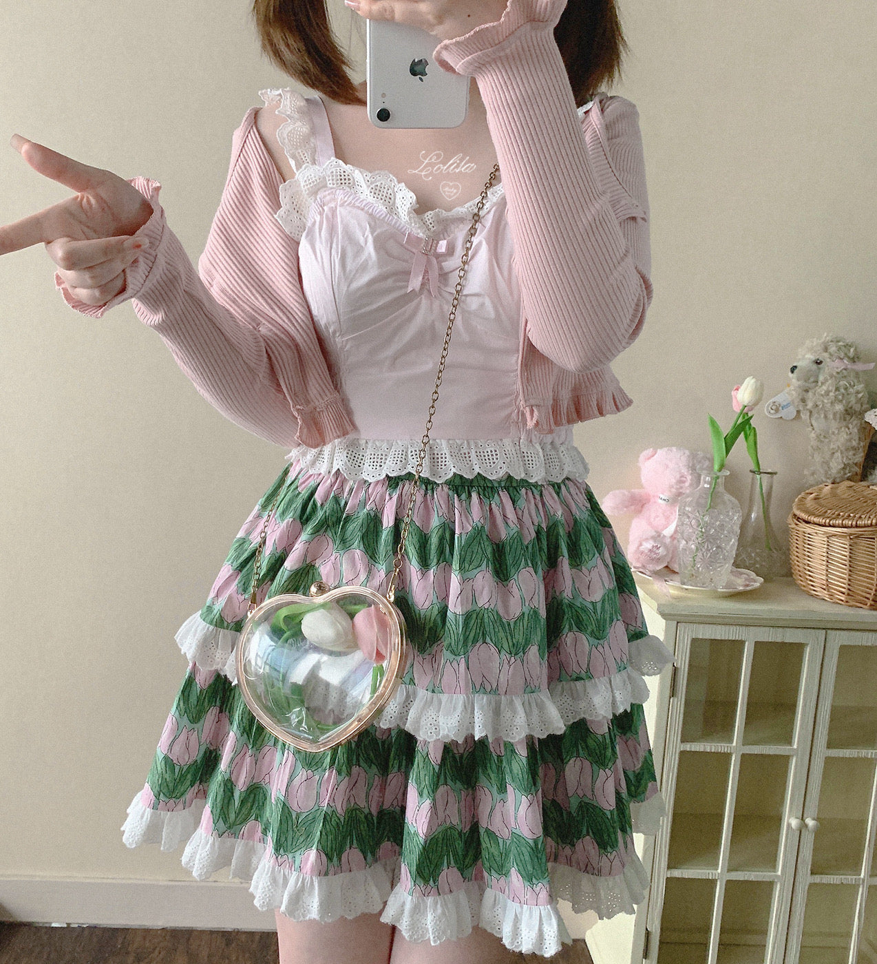 Get trendy with [Basic] Strawberry Cheese Cake Lace Top - Top available at Peiliee Shop. Grab yours for $19.90 today!
