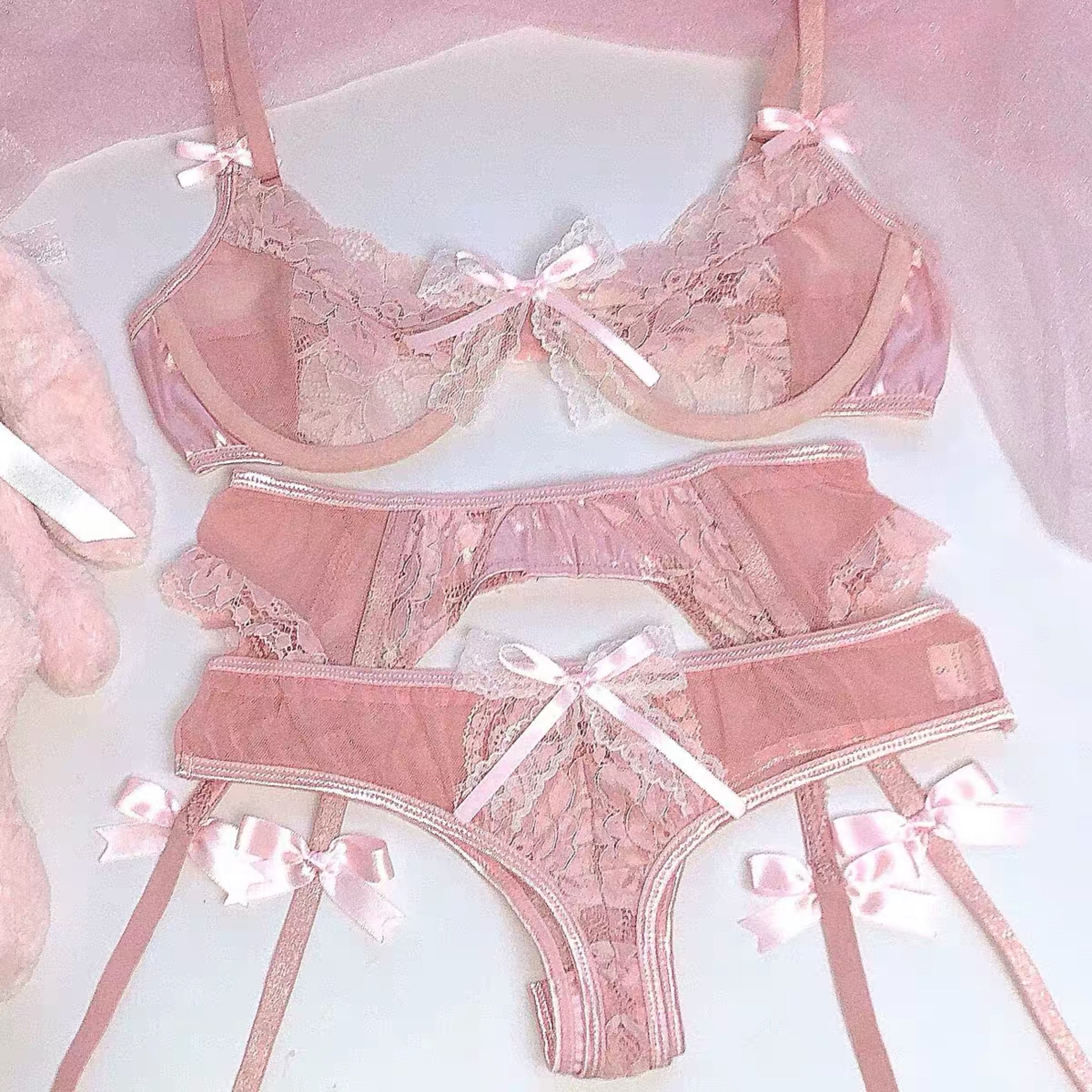 Get trendy with [Handmade Lingerie] Soft Rose Lingerie Set -  available at Peiliee Shop. Grab yours for $29.50 today!