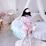 Get trendy with Angelic Rosé Satin Lounge wear set -  available at Peiliee Shop. Grab yours for $12 today!