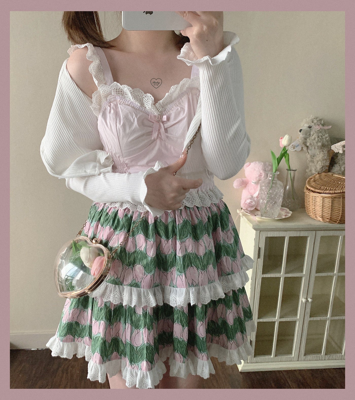 Get trendy with [Basic] Strawberry Cheese Cake Lace Top - Top available at Peiliee Shop. Grab yours for $19.90 today!