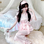 Get trendy with Angelic Rosé Satin Lounge wear set -  available at Peiliee Shop. Grab yours for $12 today!