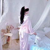 Get trendy with Angelic Rosé Satin Lounge wear set -  available at Peiliee Shop. Grab yours for $12 today!
