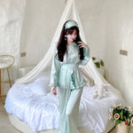 Get trendy with Angelic Mint Satin Lounge wear set -  available at Peiliee Shop. Grab yours for $15 today!