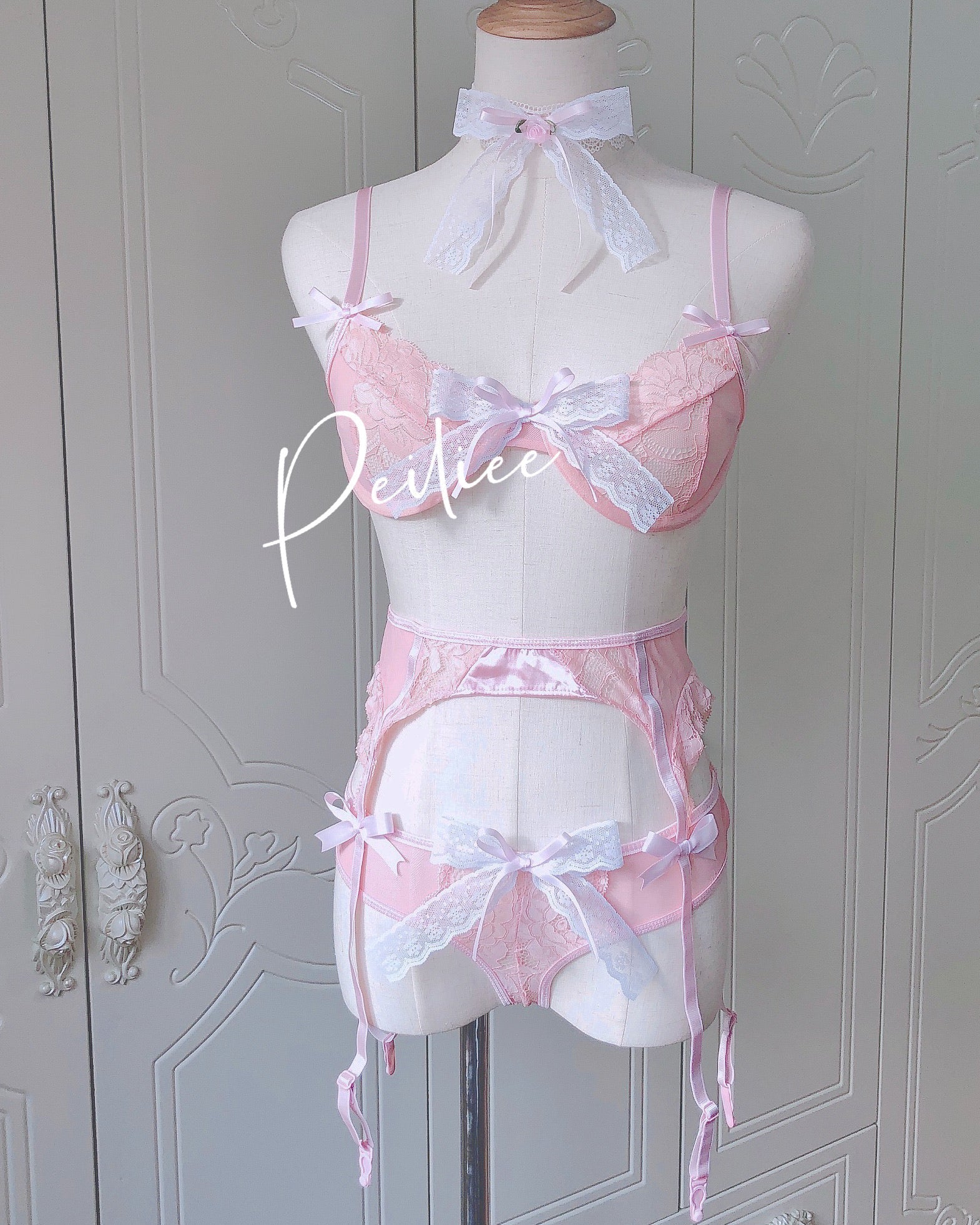 Get trendy with [Handmade Lingerie] Soft Rose Lingerie Set -  available at Peiliee Shop. Grab yours for $29.50 today!