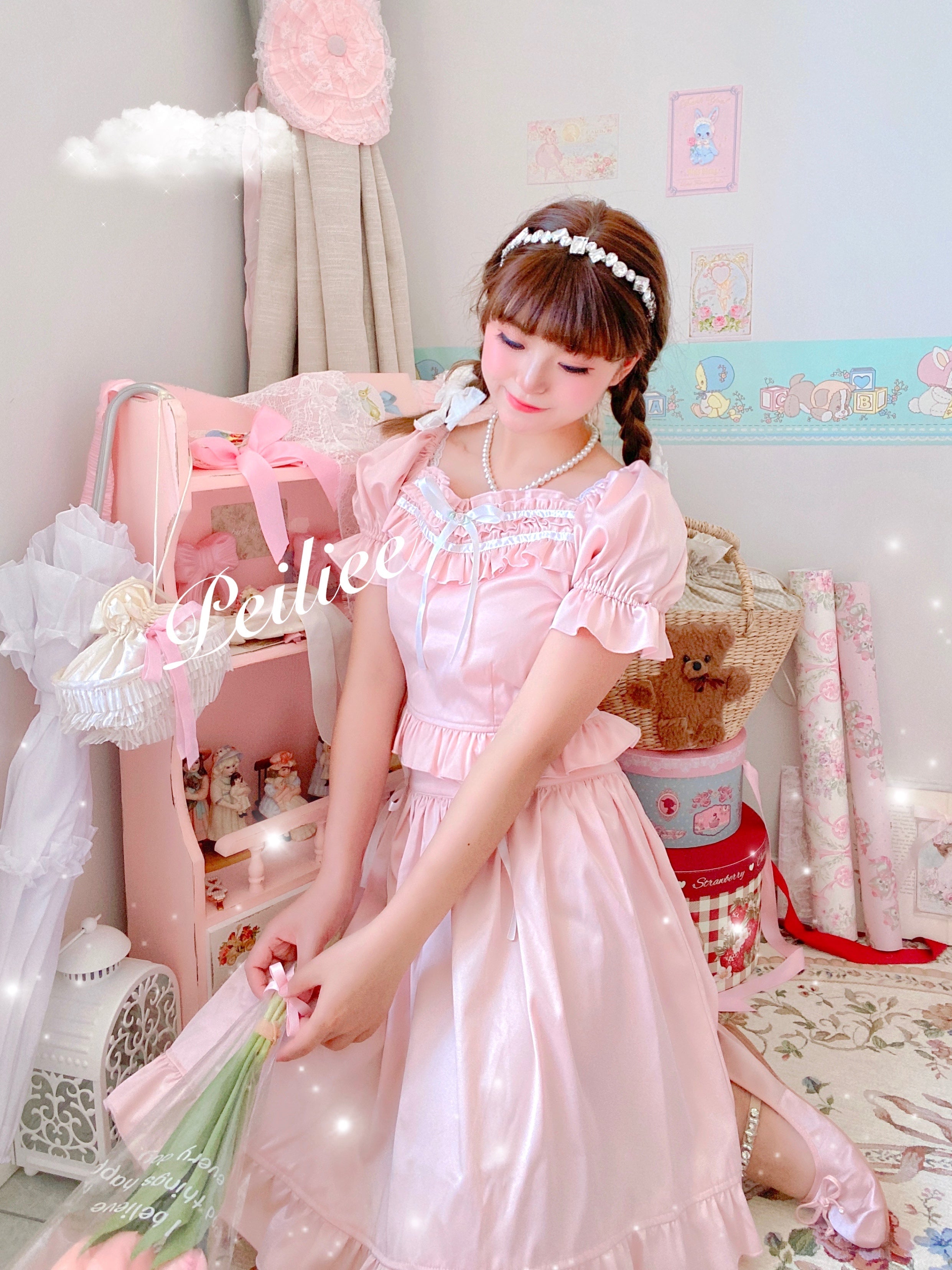Get trendy with [Peiliee Design 5 years anniversary] Sakura Soft Satin Dress Set -  available at Peiliee Shop. Grab yours for $45 today!