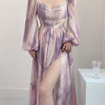 Get trendy with Lilac Floral Dress Gown - Dresses available at Peiliee Shop. Grab yours for $38.60 today!
