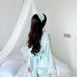 Get trendy with Angelic Mint Satin Lounge wear set -  available at Peiliee Shop. Grab yours for $15 today!