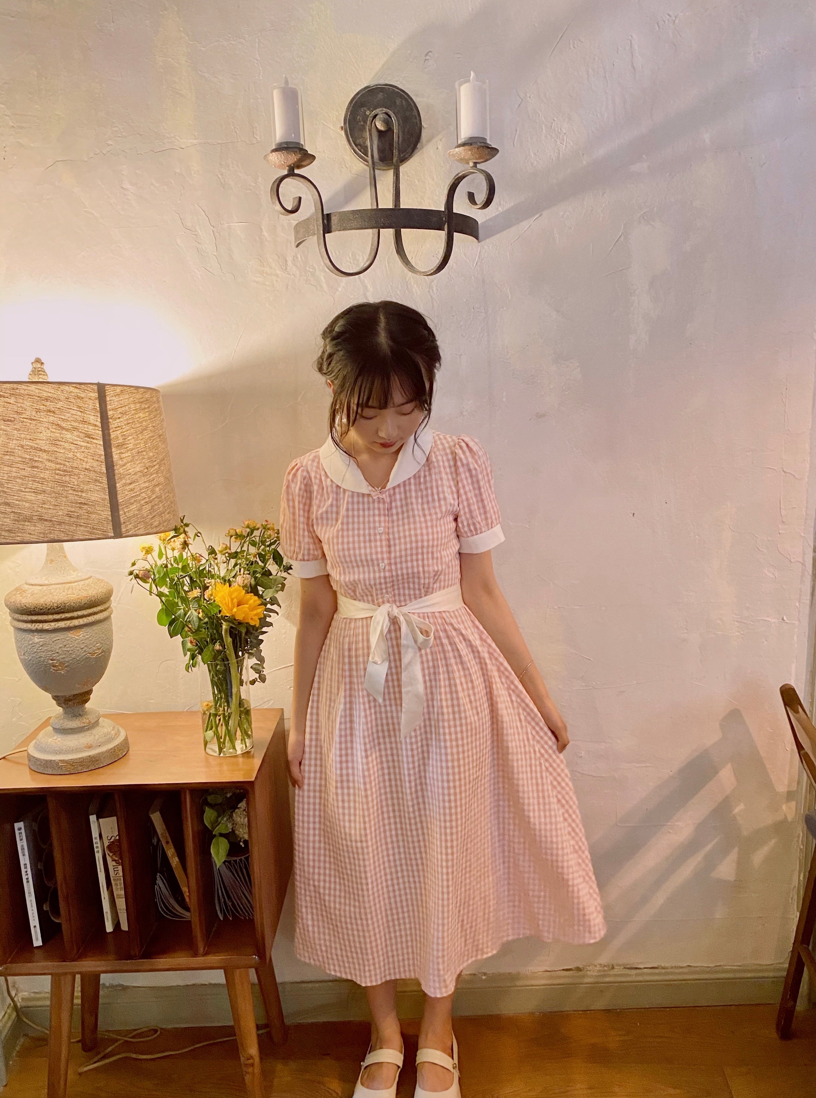 Get trendy with [Premium Selected] Arrived In Dream Land Gingham Dress (designer Rose Candy) -  available at Peiliee Shop. Grab yours for $45 today!