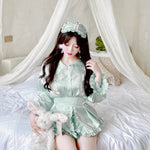 Get trendy with Angelic Mint Satin Lounge wear set -  available at Peiliee Shop. Grab yours for $15 today!