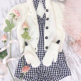 Get trendy with [Customized All Sizes] Sweet Sailor Gingham Babydoll Jumpsuit / dress -  available at Peiliee Shop. Grab yours for $59.90 today!