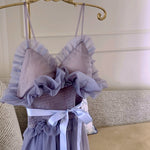 Get trendy with Iris Pallida Lam Lavender Dress - Dress available at Peiliee Shop. Grab yours for $48 today!
