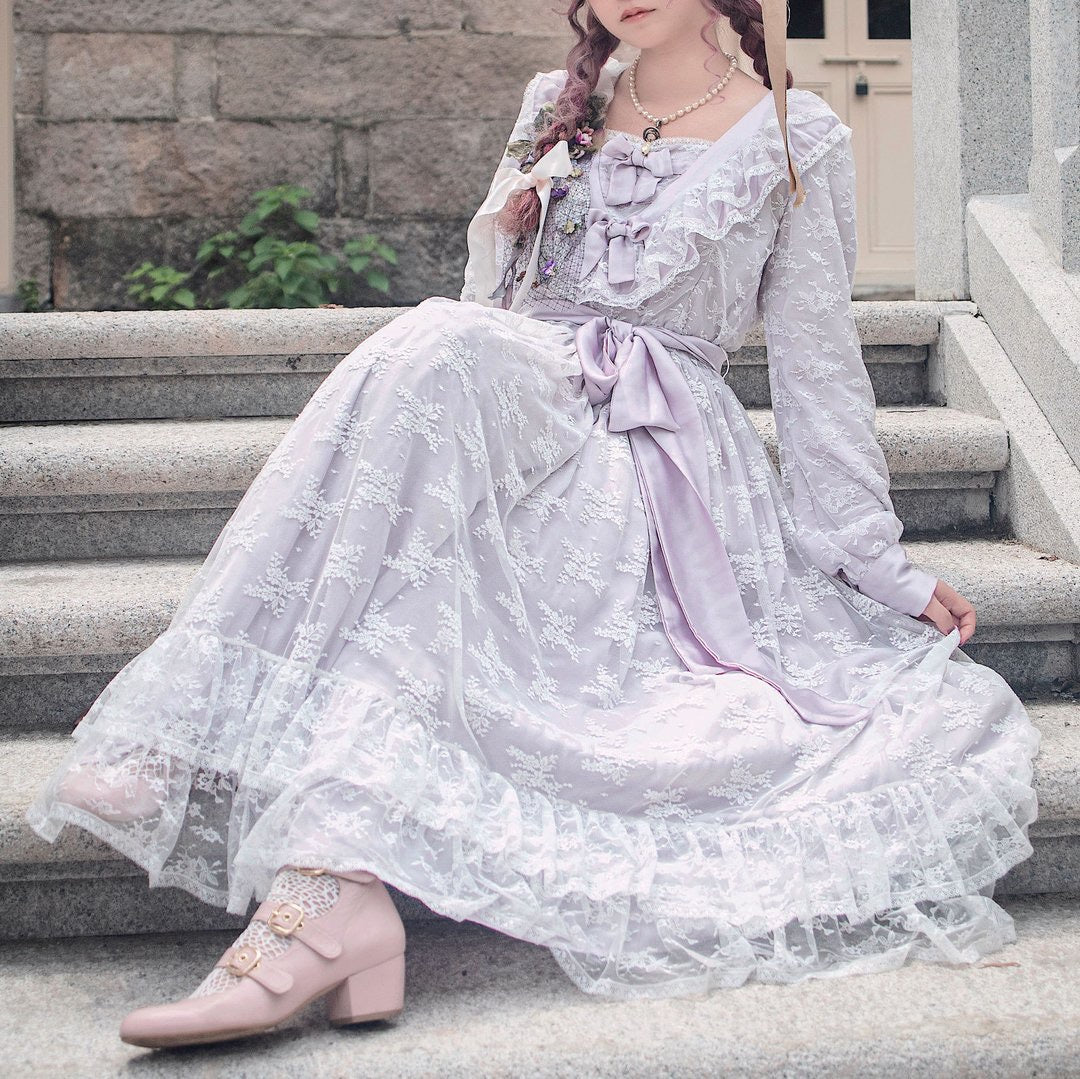 Get trendy with [Premium Selected] The Stray Canaries Lavender Lace OP Le Flacon -  available at Peiliee Shop. Grab yours for $149 today!