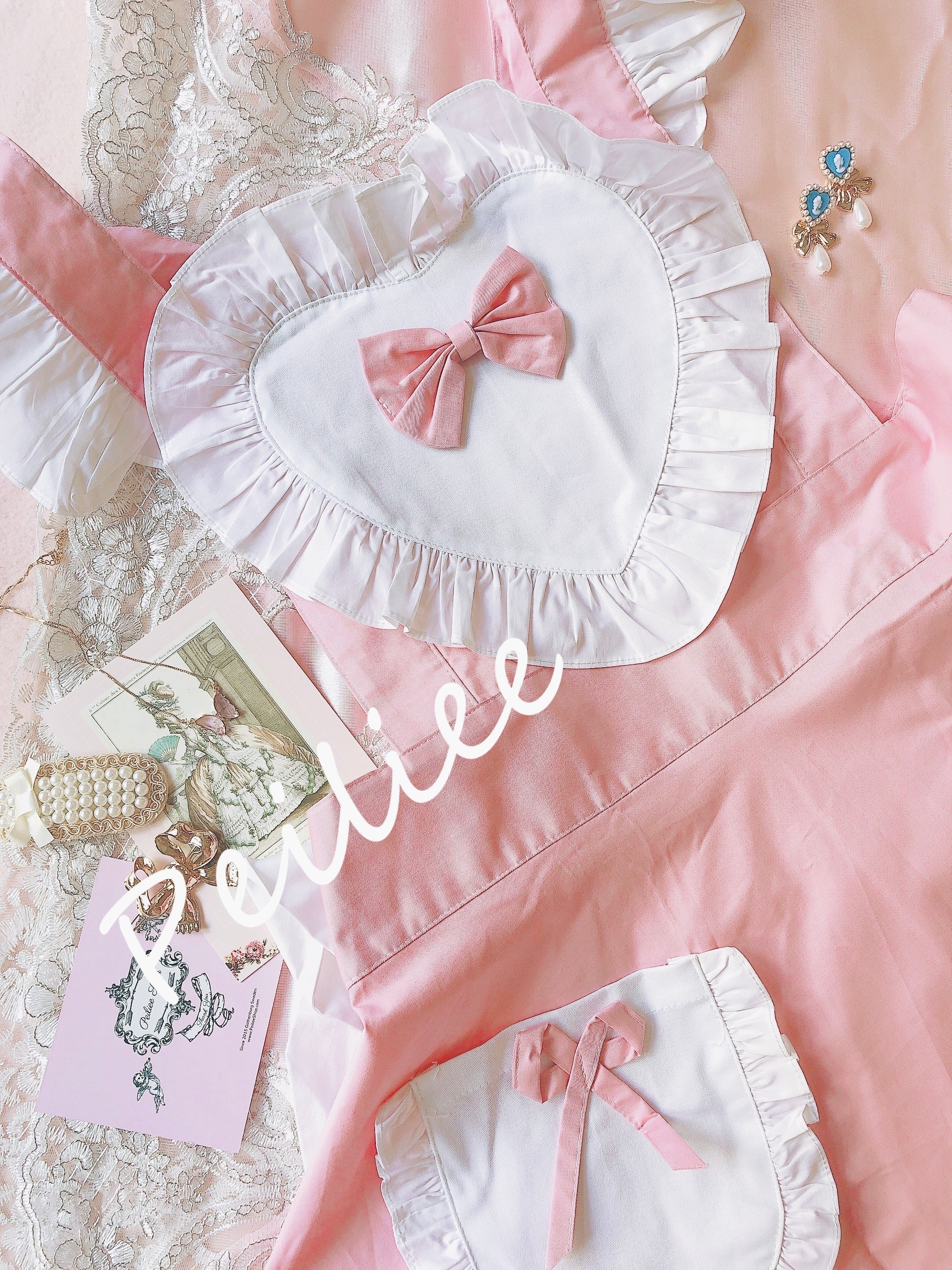 Get trendy with [2 weeks hand sewing time! ]Dolly heart apron -  available at Peiliee Shop. Grab yours for $29 today!