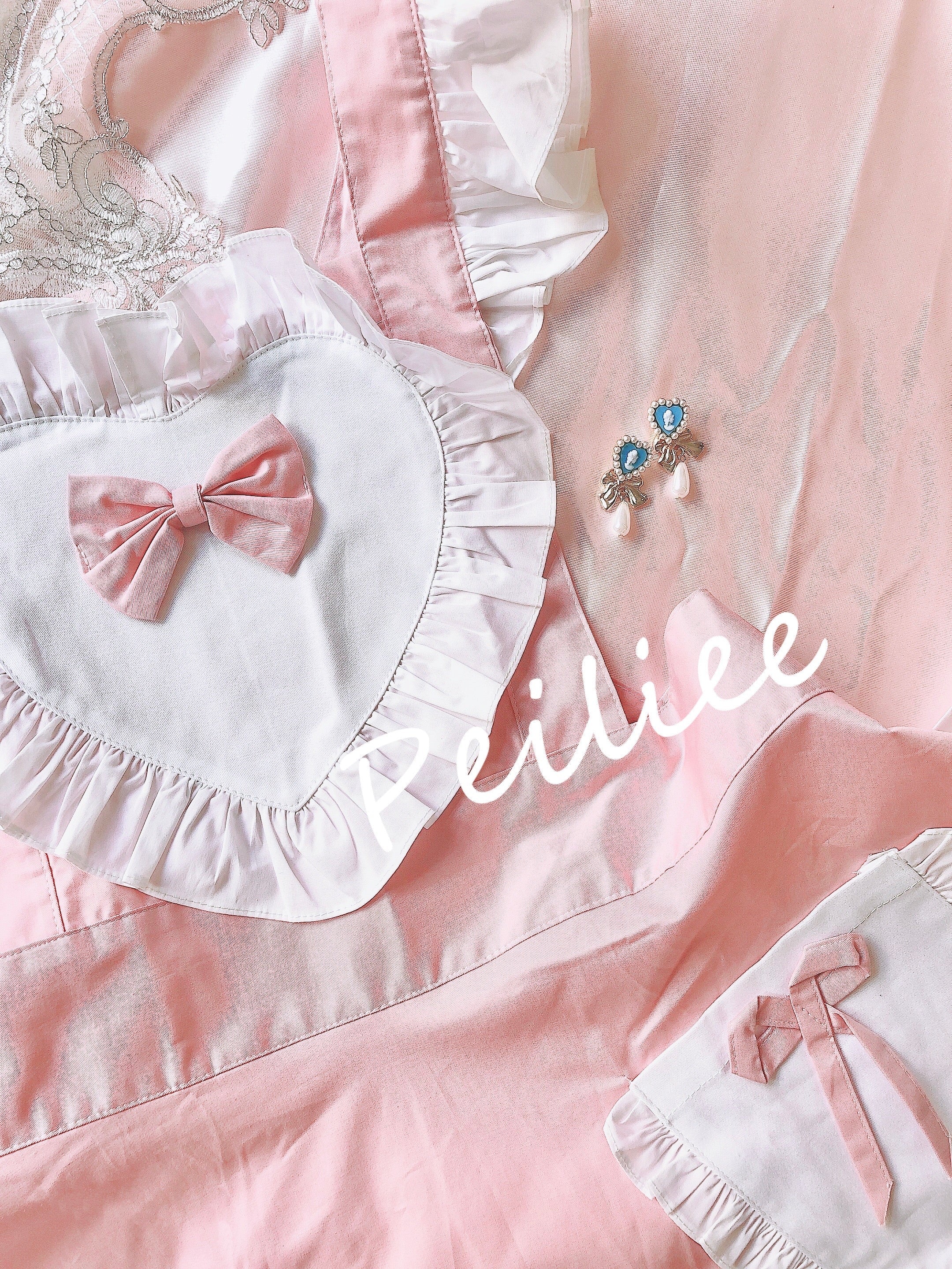 Get trendy with [2 weeks hand sewing time! ]Dolly heart apron -  available at Peiliee Shop. Grab yours for $29 today!