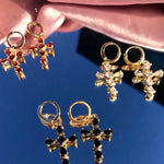 Get trendy with Saint Rose Crystal Cross Earring -  available at Peiliee Shop. Grab yours for $12 today!