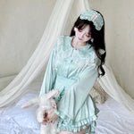 Get trendy with Angelic Mint Satin Lounge wear set -  available at Peiliee Shop. Grab yours for $15 today!