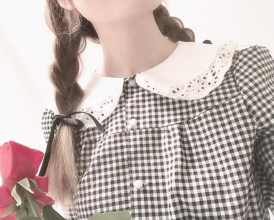 Get trendy with [Peiliee Design] Gingham Babydoll Shirt Christmas -  available at Peiliee Shop. Grab yours for $22 today!