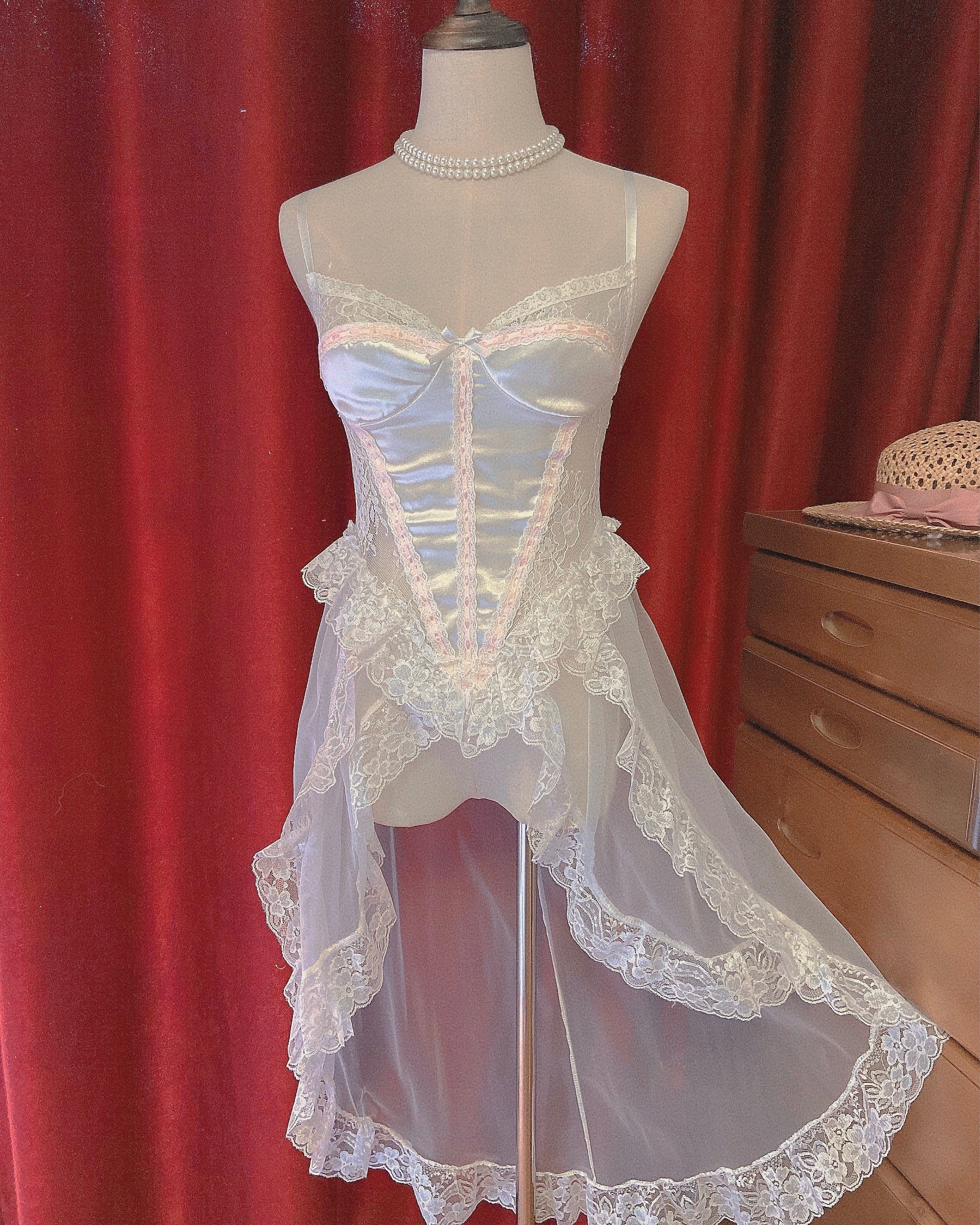 Get trendy with [Handmade] A Night In Paris Pink Vintage Lingerie Body -  available at Peiliee Shop. Grab yours for $55 today!