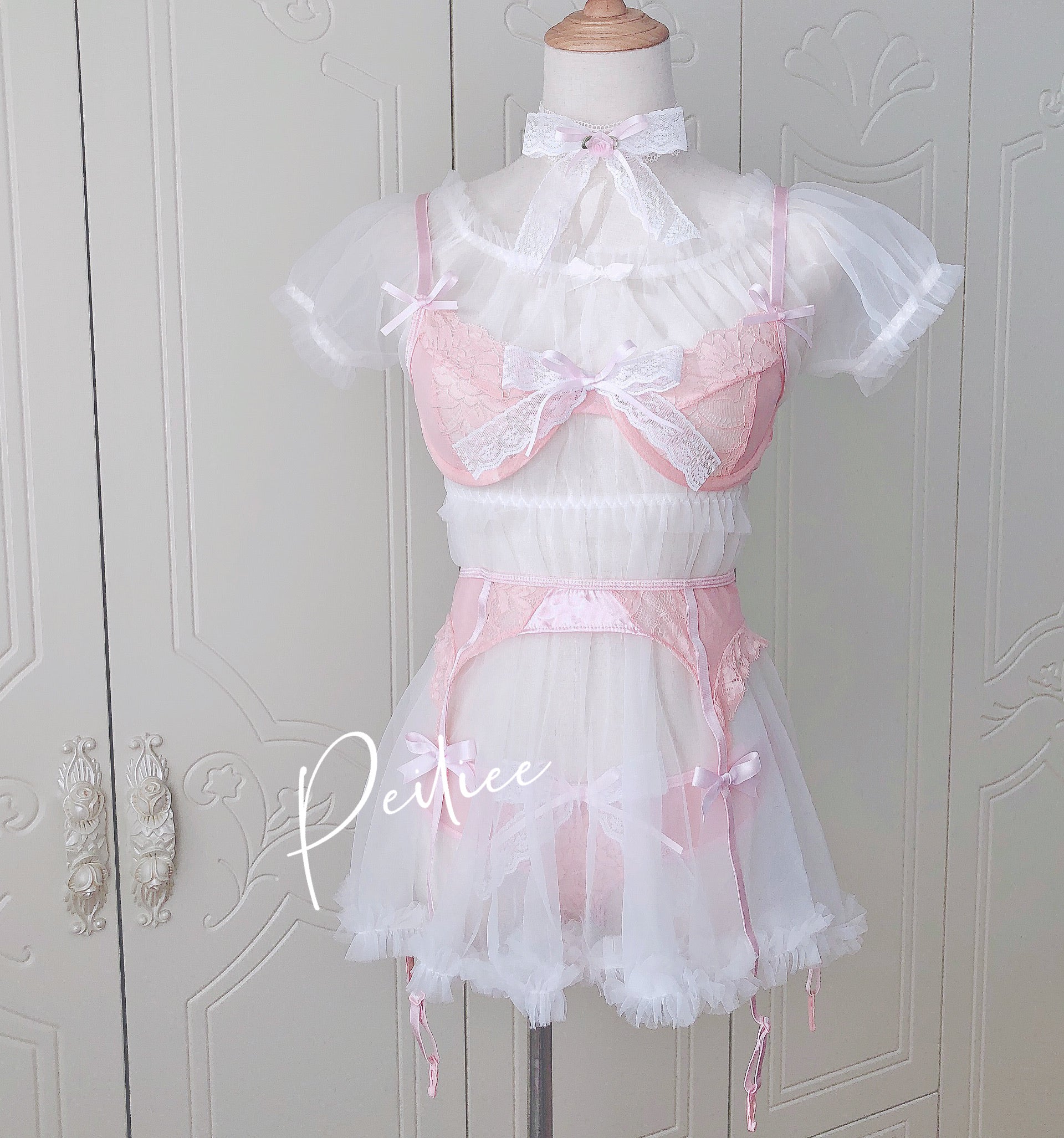 Get trendy with [Handmade Lingerie] Soft Rose Lingerie Set -  available at Peiliee Shop. Grab yours for $29.50 today!