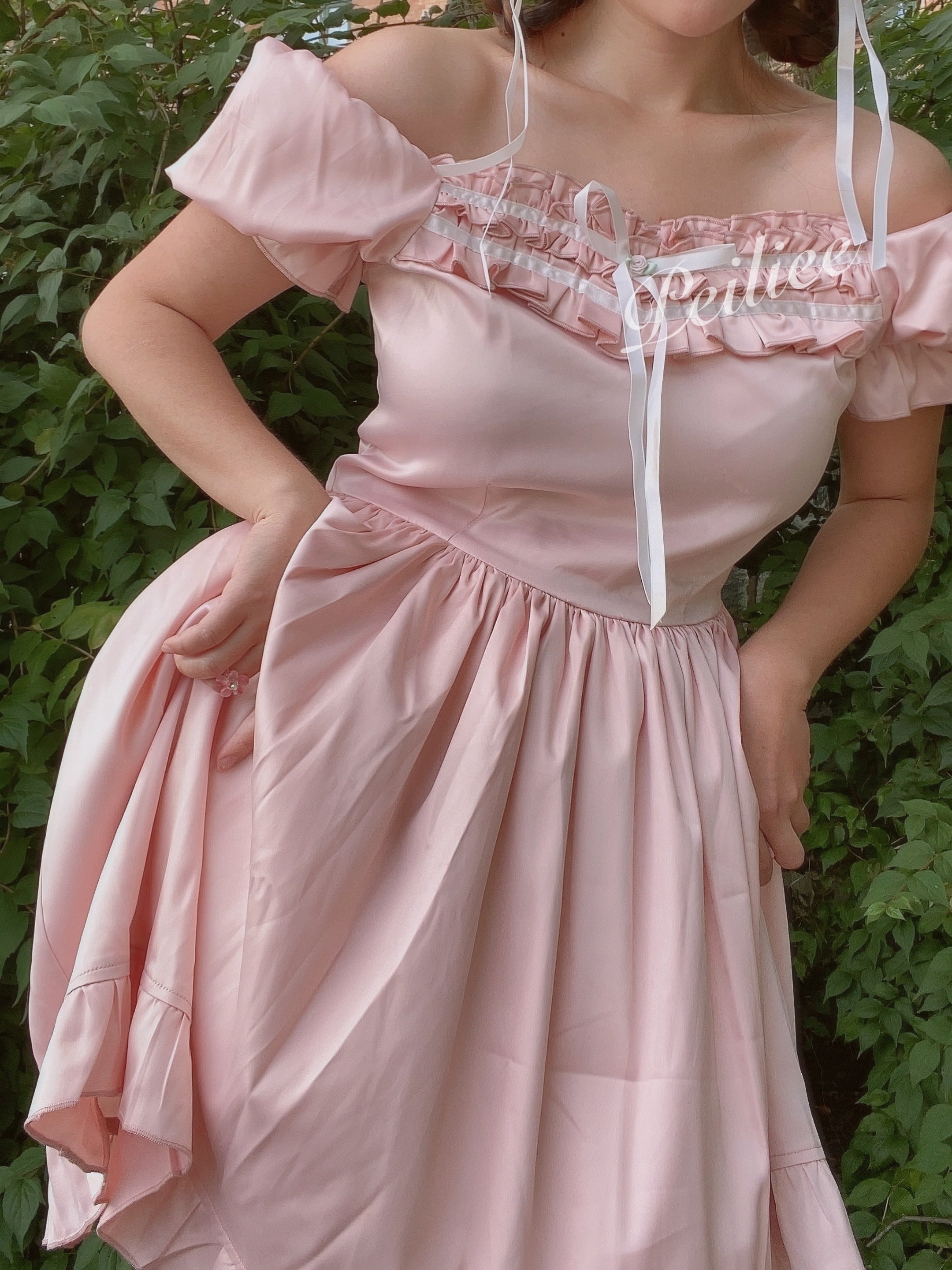 Get trendy with [Peiliee Design 5 years anniversary] Sakura Soft Satin Dress Set - Dresses available at Peiliee Shop. Grab yours for $45 today!