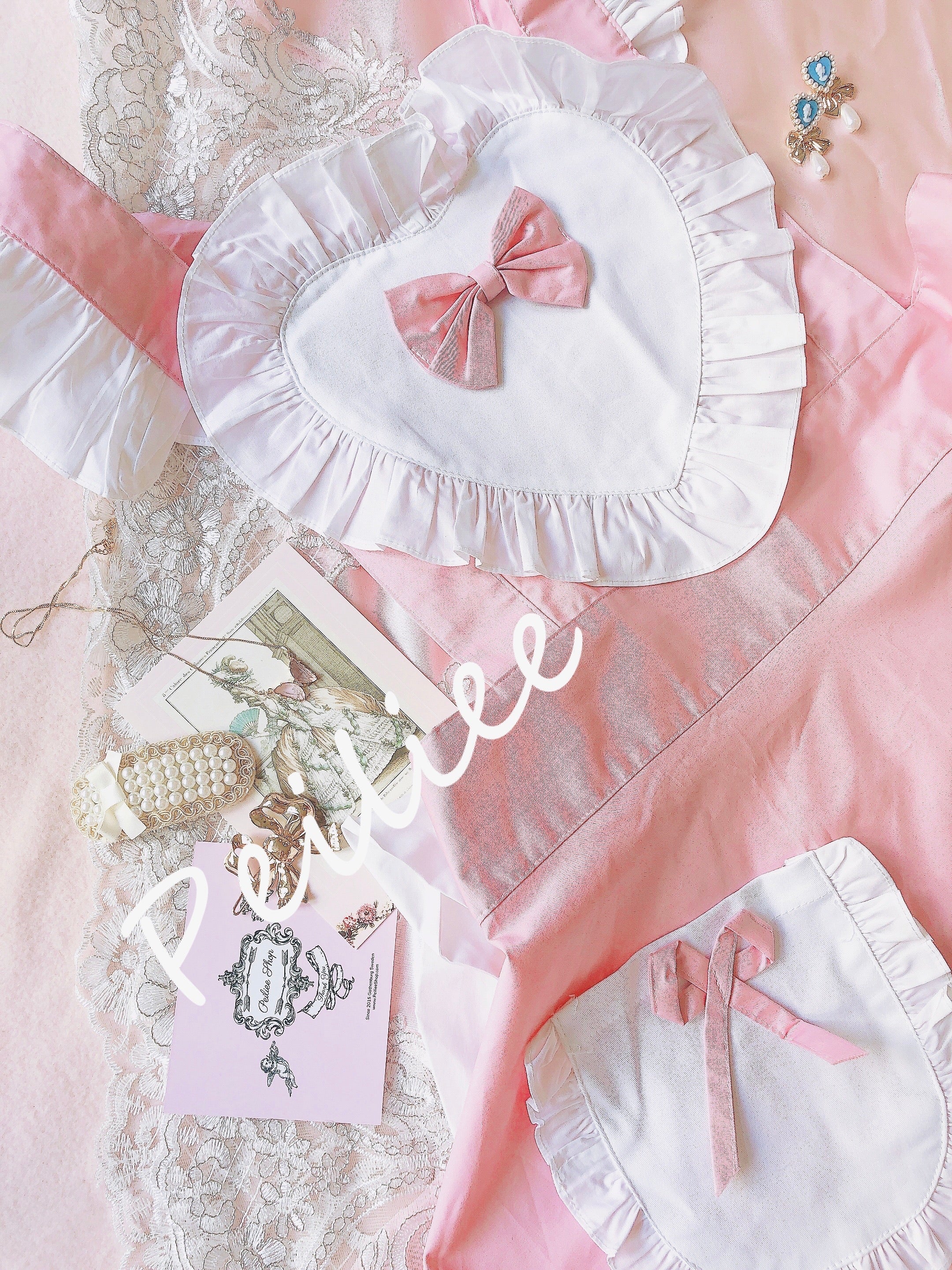 Get trendy with [2 weeks hand sewing time! ]Dolly heart apron -  available at Peiliee Shop. Grab yours for $29 today!