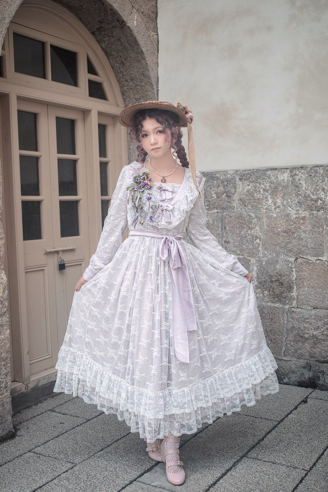Get trendy with [Premium Selected] The Stray Canaries Lavender Lace OP Le Flacon -  available at Peiliee Shop. Grab yours for $149 today!