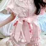 Get trendy with Angelic Rosé Satin Lounge wear set -  available at Peiliee Shop. Grab yours for $12 today!