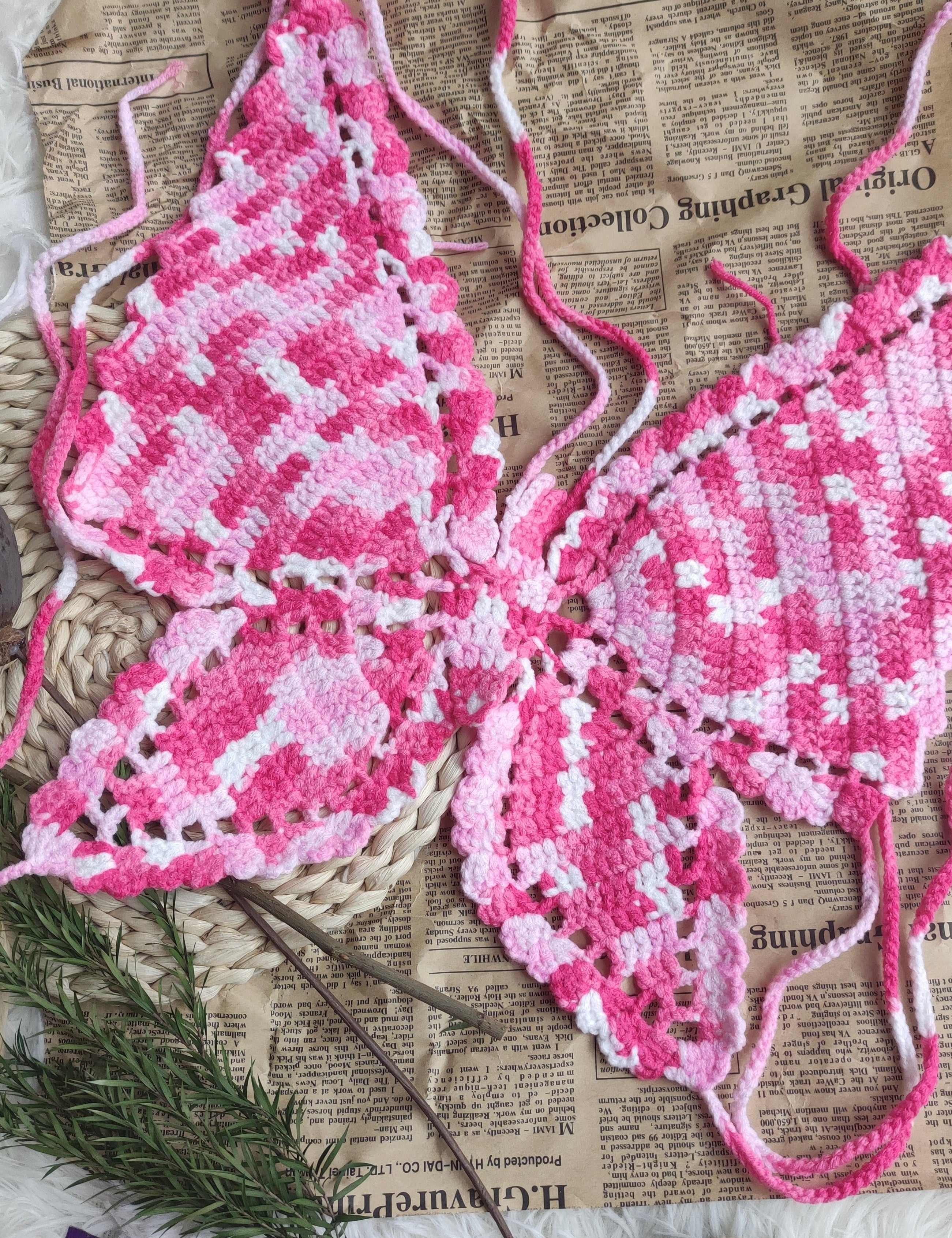 Get trendy with [Customized] Sakura Aroma Hand Knitted Butterfly Crop Top -  available at Peiliee Shop. Grab yours for $19.90 today!