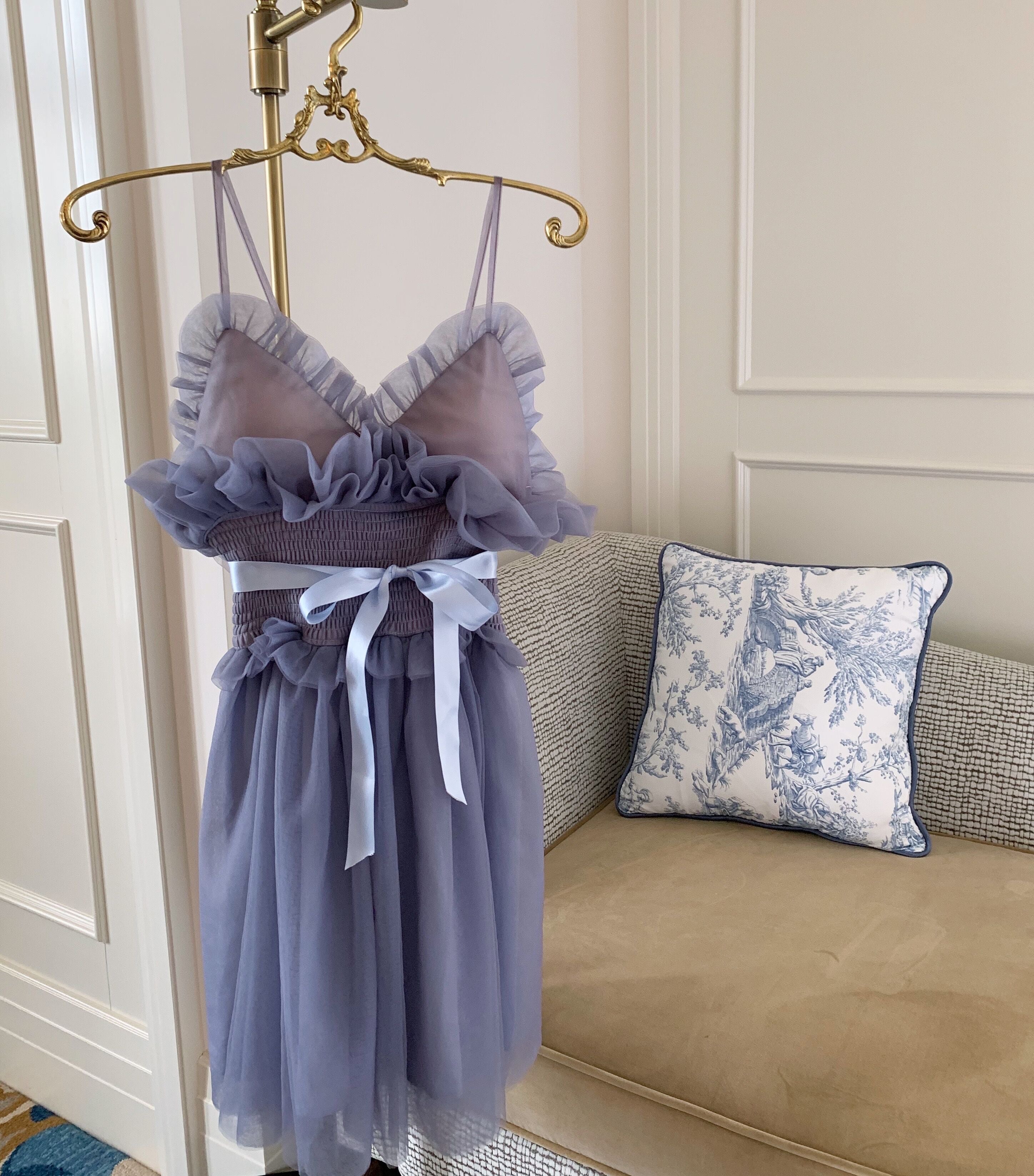 Get trendy with Iris Pallida Lam Lavender Dress - Dress available at Peiliee Shop. Grab yours for $48 today!