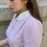 Get trendy with [Premium Selected] Arrived In Dream Land Gingham Dress (designer Rose Candy) -  available at Peiliee Shop. Grab yours for $45 today!